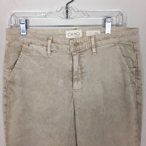 Chino by Anthropologie Distressed Tan Slim Pants 28 - Picture 4 of 9
